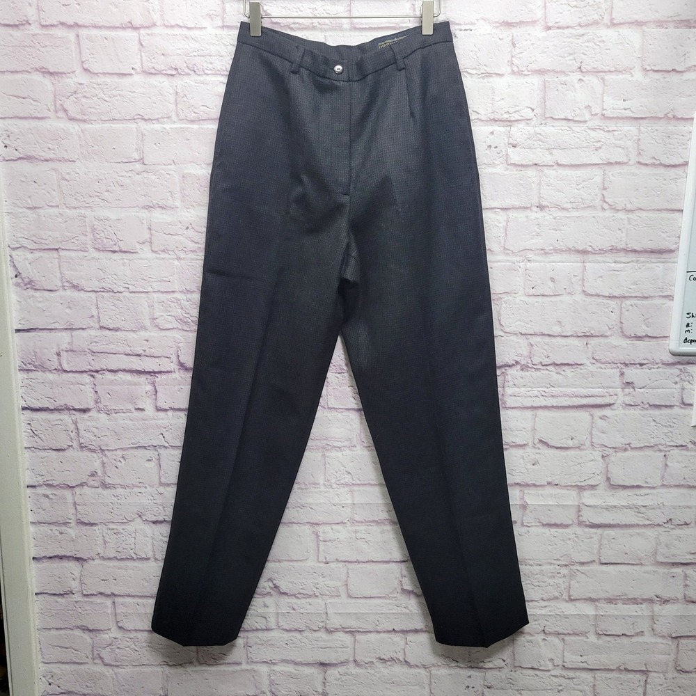 VTG Herman Geist 100% Wool Plaid Dress Pants Womens 10 Pleated Dark‎ Academia